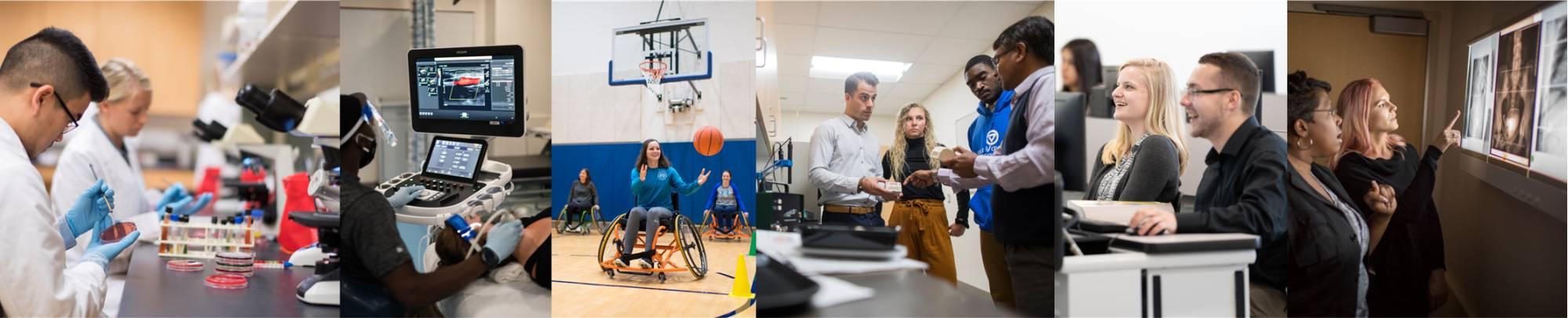 Images representing some of the programs within the School of Interdisciplinary Health.